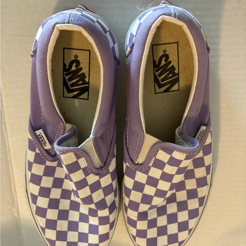 Vans Purple and White Checkerboard Sneakers